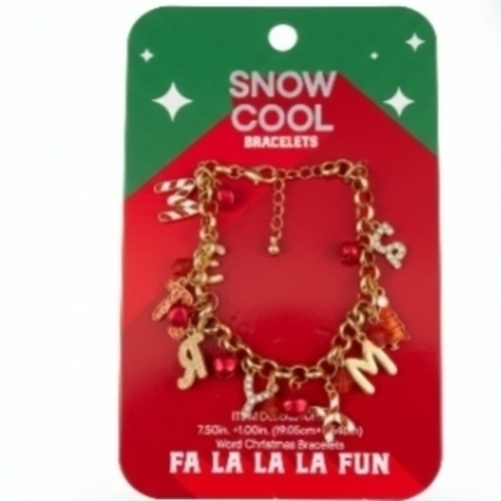Gold & Multicolor Charm Christmas Charm Bracelet Snow Cool